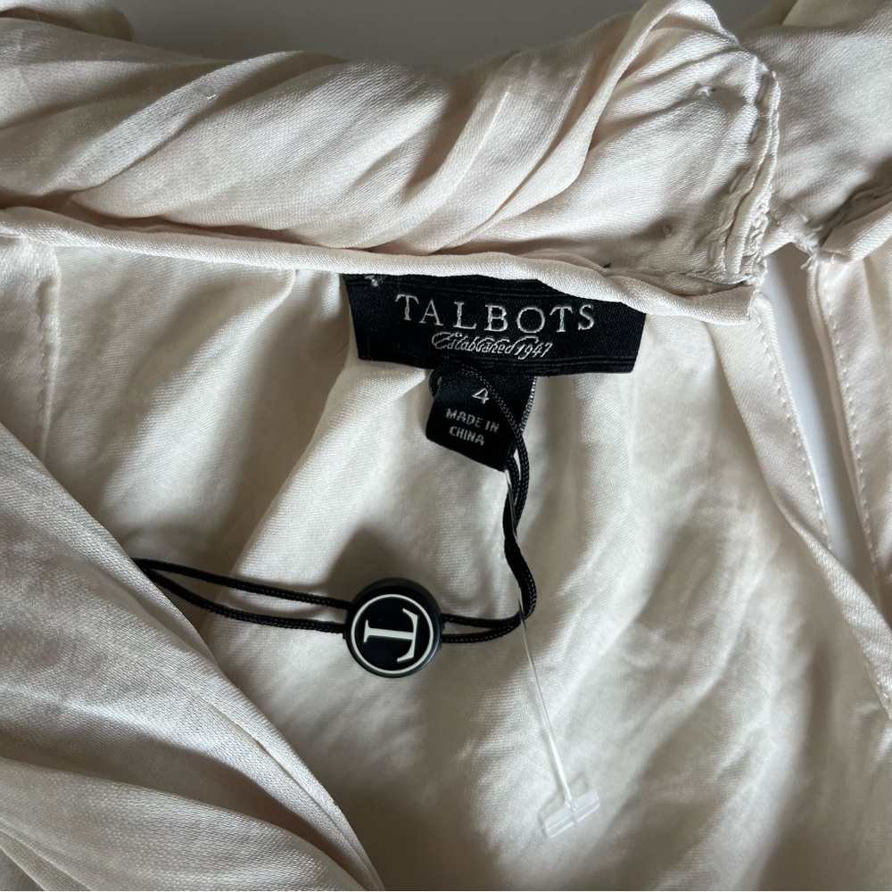 Talbots Cream Ruched Blouse - Picture 4 of 12